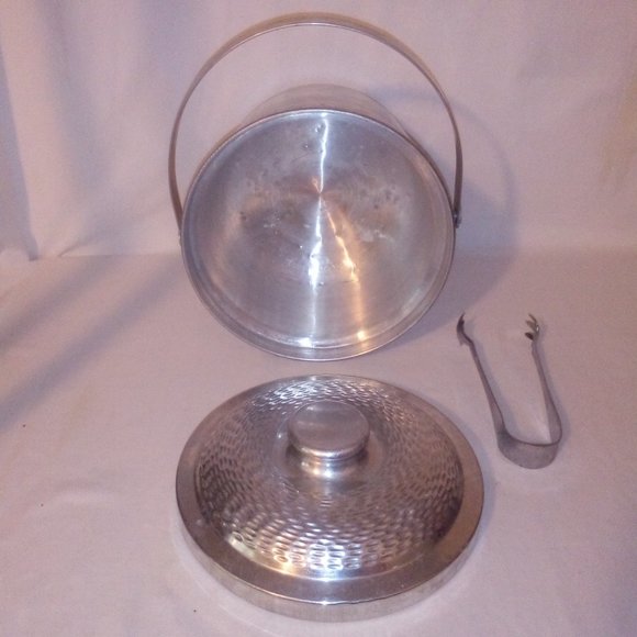 MCM Hammered Metal Ice Bucket: (3) Piece Set. Imported. Vintage - Picture 3 of 9